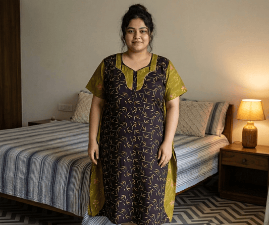 Melanzane With Lizard Belly Color Spray Pattern Big Size Nighty Onezeros.in