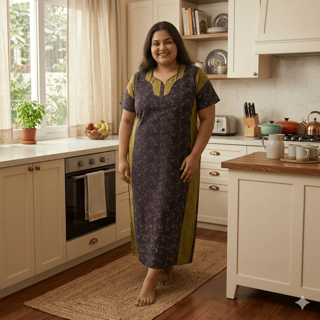 Melanzane With Lizard Belly Color Spray Pattern Big Size Nighty Onezeros.in