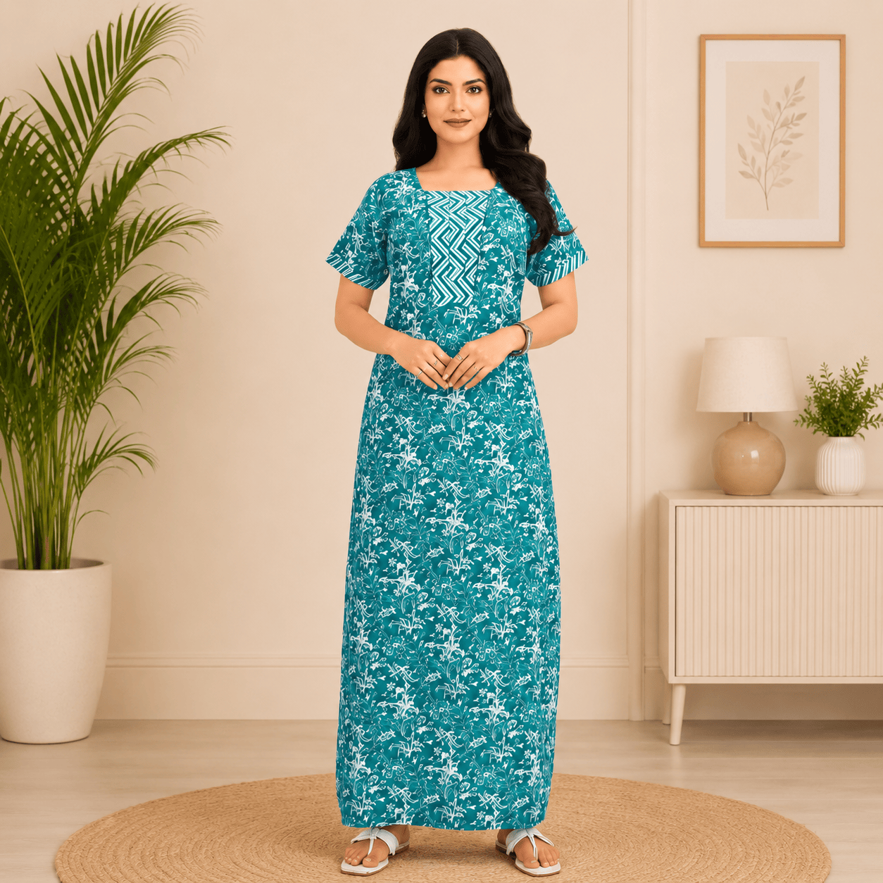 Pranjul 1804 Women's Cotton Printed Nighty OneZeros