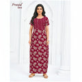 Pranjul 1816 Cotton Nighty for Women | Floral Printed Full Length Night Gown with Pocket XL OneZeros