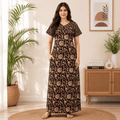 Pranjul 1819 Brown Floral Printed Cotton Nighty XXL OneZeros