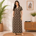 Pranjul 1822 Dark Brown Floral Printed Cotton Nighty XL OneZeros