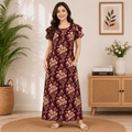 Pranjul 1827 Maroon Printed Cotton Nighty for Women XXL OneZeros