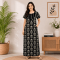 Pranjul 1828 Black Floral Printed Cotton Nighty for Women XL OneZeros