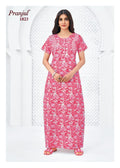 Pranjul Cerise Red Floral Elegance Cotton Nighty XL Onezeros.in