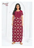 Pranjul Elegant Maroon Floral Cotton Nighty XL Onezeros.in