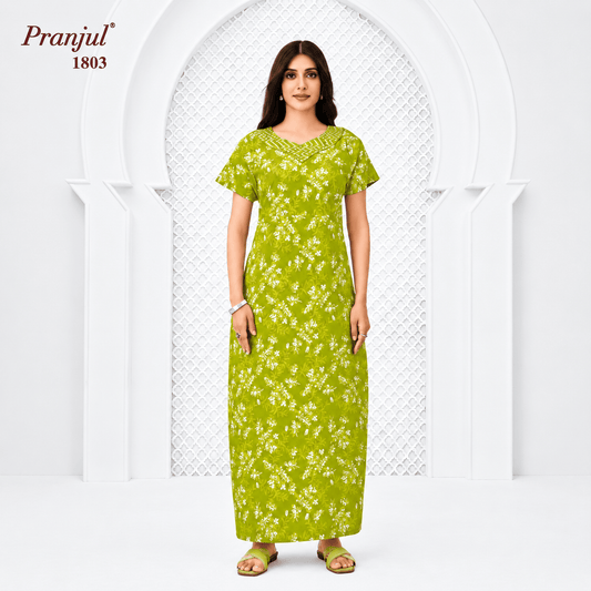 Pranjul Golden Passionfruit Color Cotton Nighty XL Onezeros.in