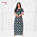 Pranjul Gray Color Floral Pattern Cotton Nighty XL Onezeros.in