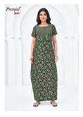 Pranjul Green Color Floral Cotton Nighty -1818 XL Onezeros.in