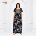Pranjul Midnight Navy Blue Color Cotton Nighty XL Onezeros.in