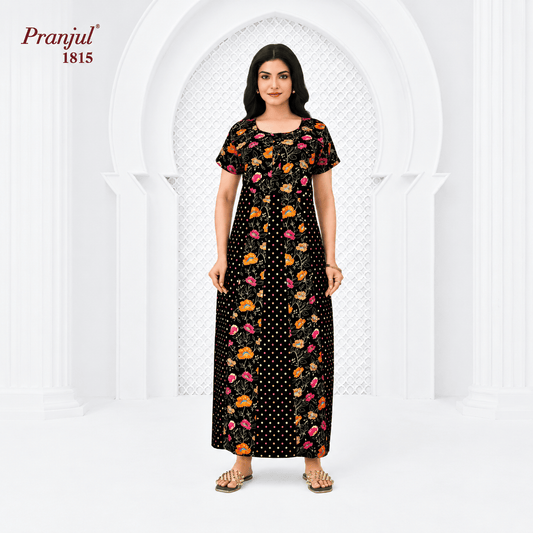 Pranjul Multicolor Floral Pattern Cotton Nighty -1815 XL Onezeros.in