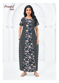 Pranjul Navy Blue Color Wave Pattern Cotton Nighty XL Onezeros.in