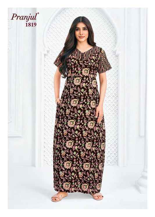 Pranjul Noir Rose Floral Print Cotton Nighty XL Onezeros.in