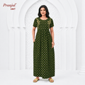 Pranjul Olive Green Color Cotton Nighty XL Onezeros.in