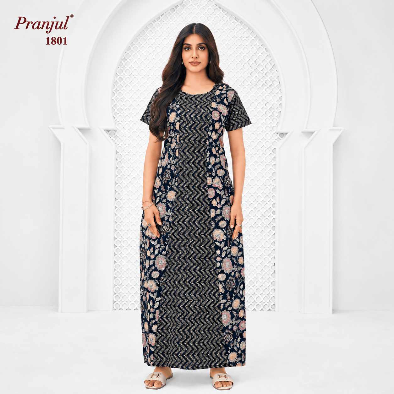 Pranjul Riveter Rose Floral Print Cotton Nighty XL Onezeros.in