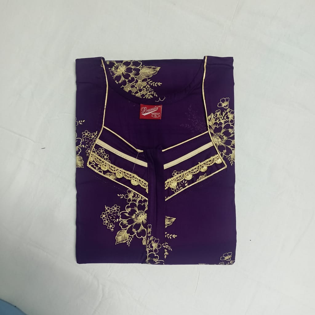 Purple background yellow floral pattern Nighty Onezeros.in