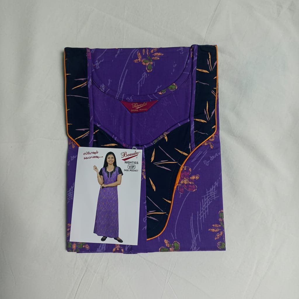 Purple Floral Pattern Big Size Nighty Onezeros.in