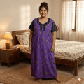 Purple Floral Pattern Big Size Nighty Onezeros.in