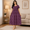 Purple Printed Nighty for Women – Free Size Stretchable Elastic Chest Free Size OneZeros