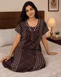 Purple white Floral Patterns Nighty for Women XL Onezeros.in