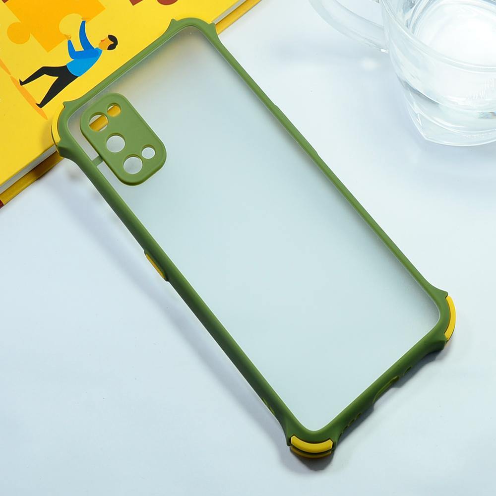 Realme Q2 Pro Air cushion Shockproof Smoke Transparent Phone Case Army Green Onezeros.in