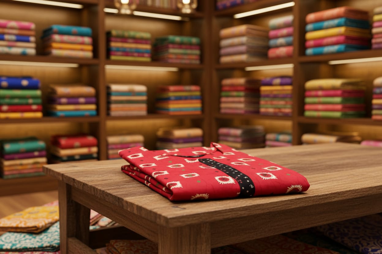 Red with black accents Pattern Nighty Onezeros.in