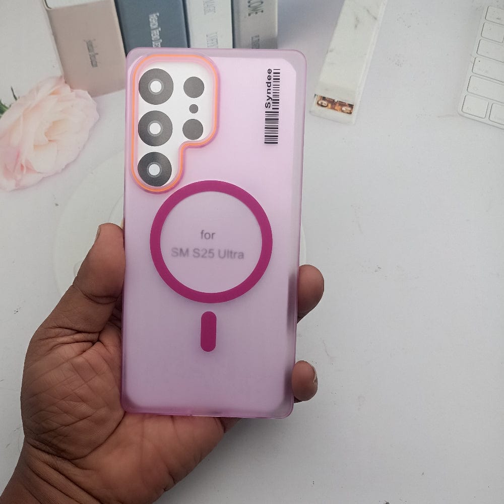 SYNDEE Barcode Theme Phone Case for Samsung S25 Ultra Back Cover Pink Onezeros.in