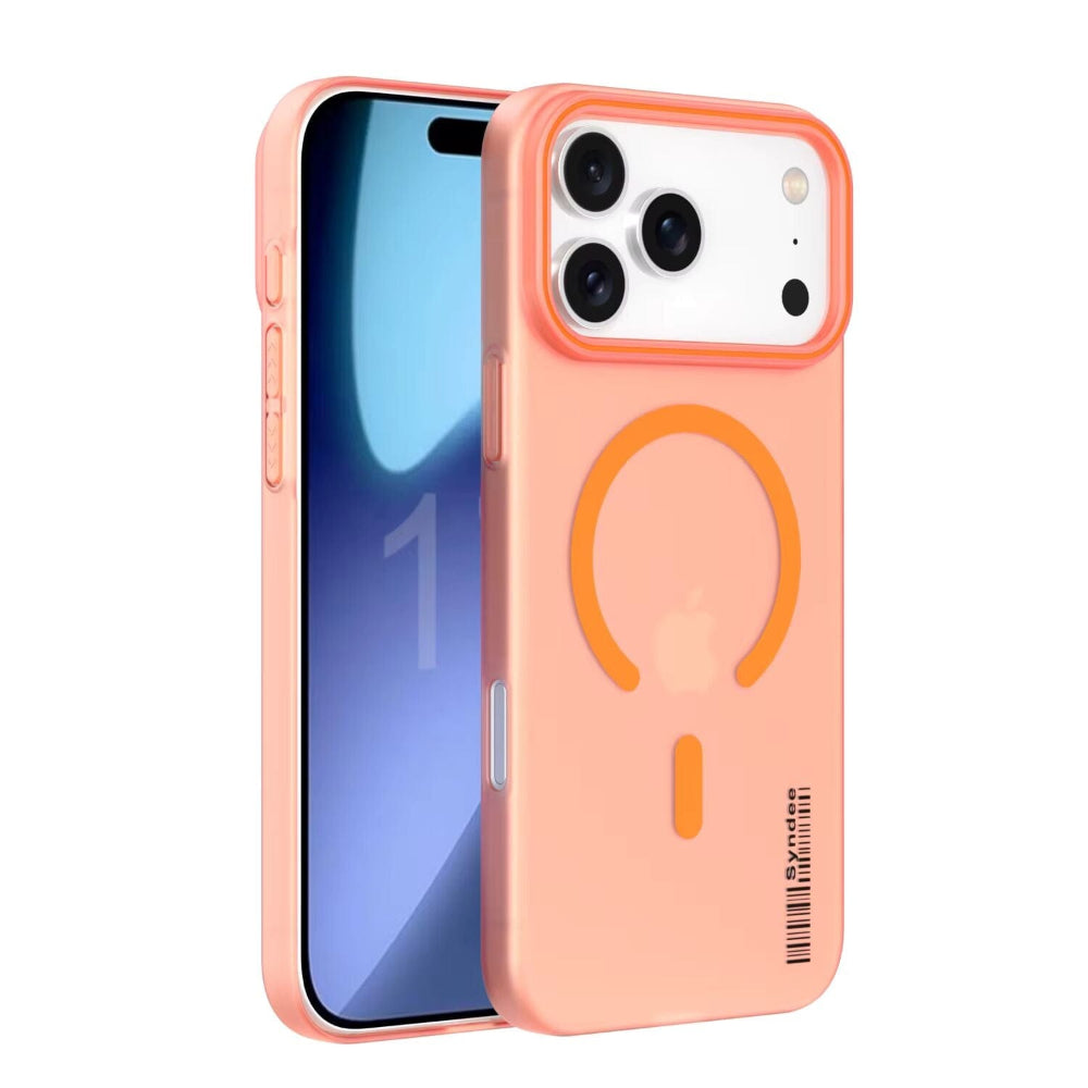 SYNDEE Mate Magsafe Barcode Phone Case for iPhone 17 Pro Back Cover Orange Onezeros.in