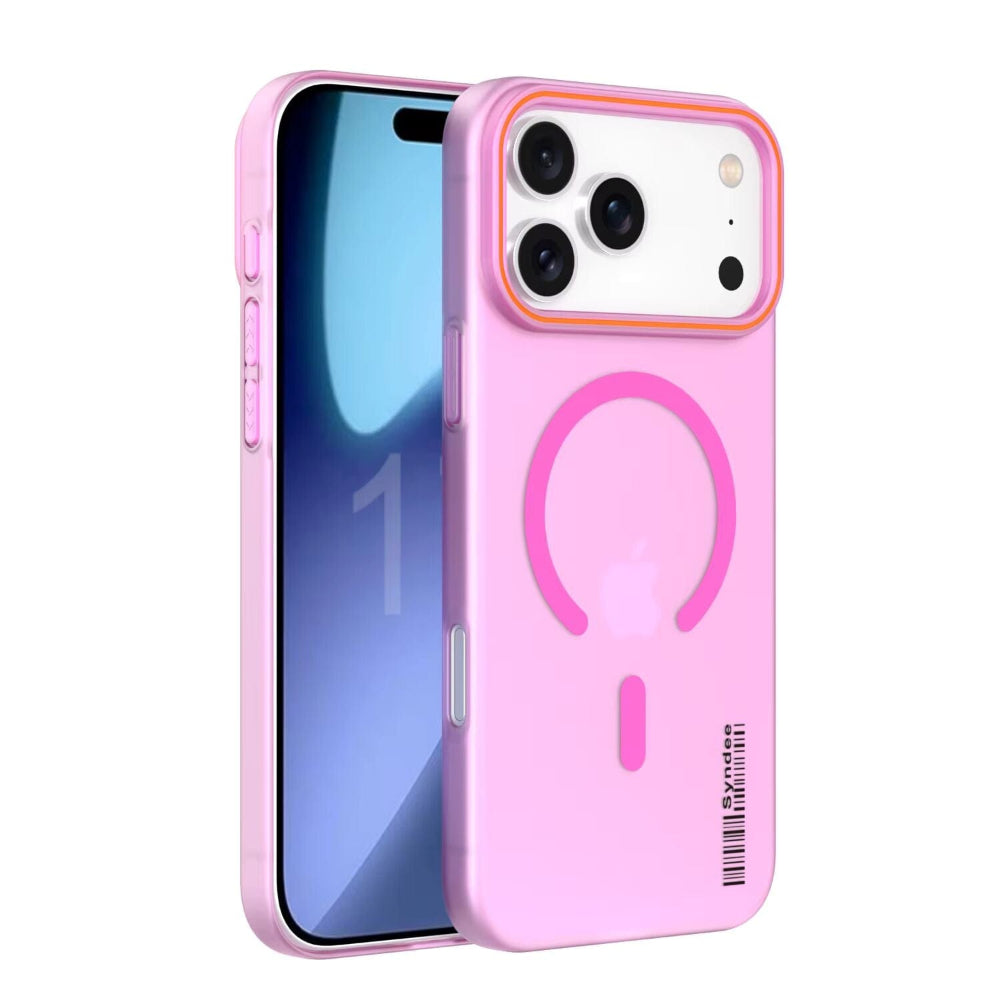 SYNDEE Mate Magsafe Barcode Phone Case for iPhone 17 Pro Back Cover Pink Onezeros.in