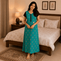 Teal Ruby Leaf Pattern Nighty 2XL Onezeros.in
