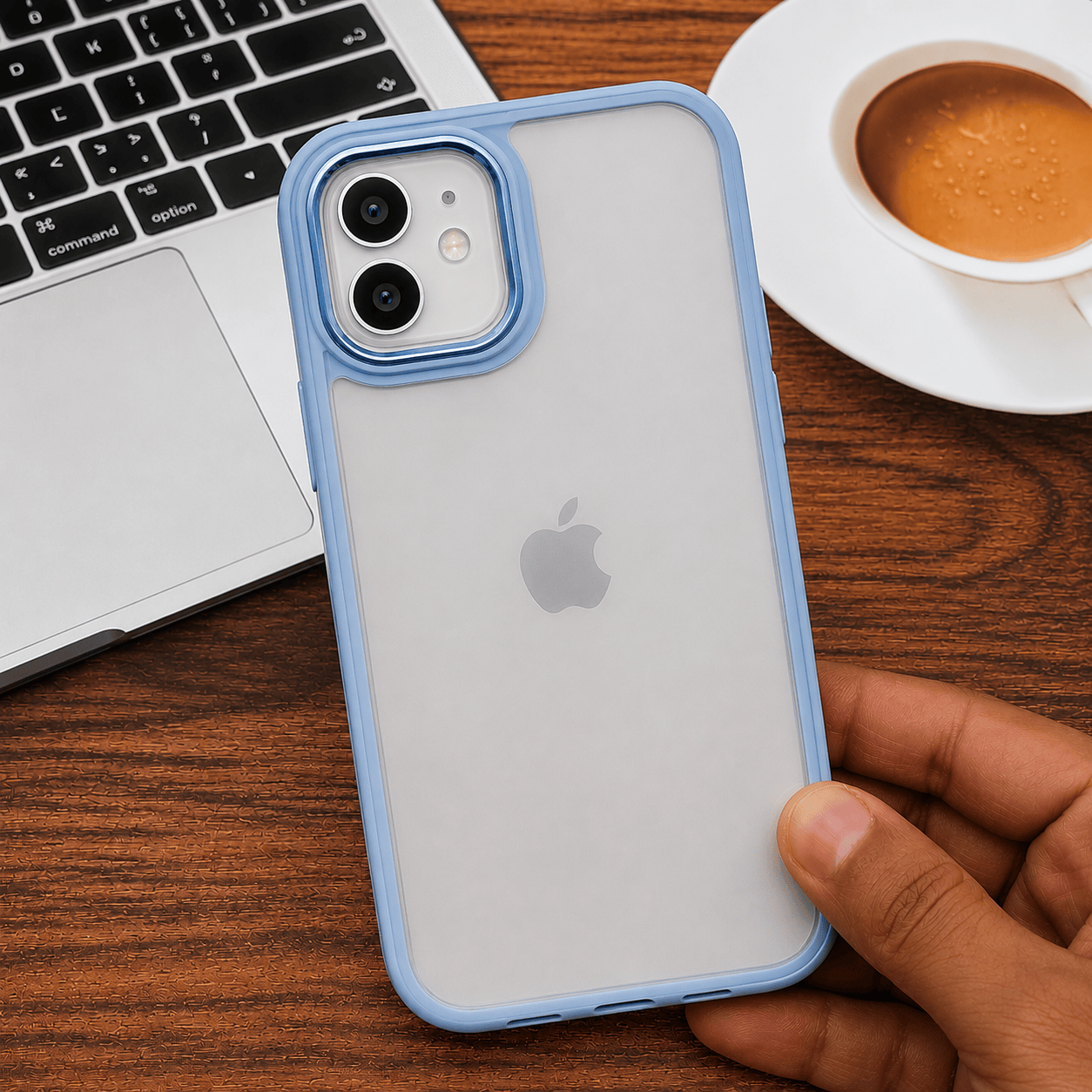 Transparent Design Case For iPhone 12 Electroplating Camera Phone Cover Cyan Onezeros.in