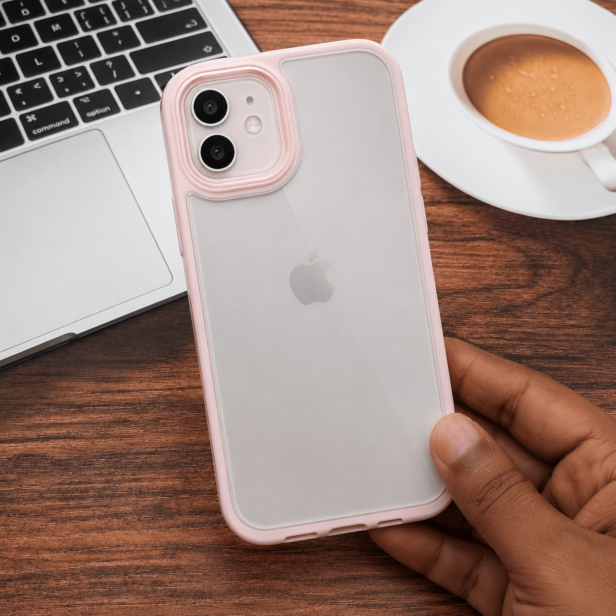 Transparent Design Case For iPhone 12 Electroplating Camera Phone Cover Pink Onezeros.in