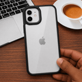 Transparent Design Case For iPhone 12 Electroplating Camera Phone Cover Black Onezeros.in