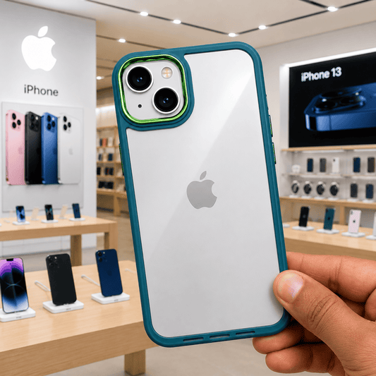 Transparent Design Case For iPhone 13 Electroplating Camera Phone Cover Green Onezeros.in