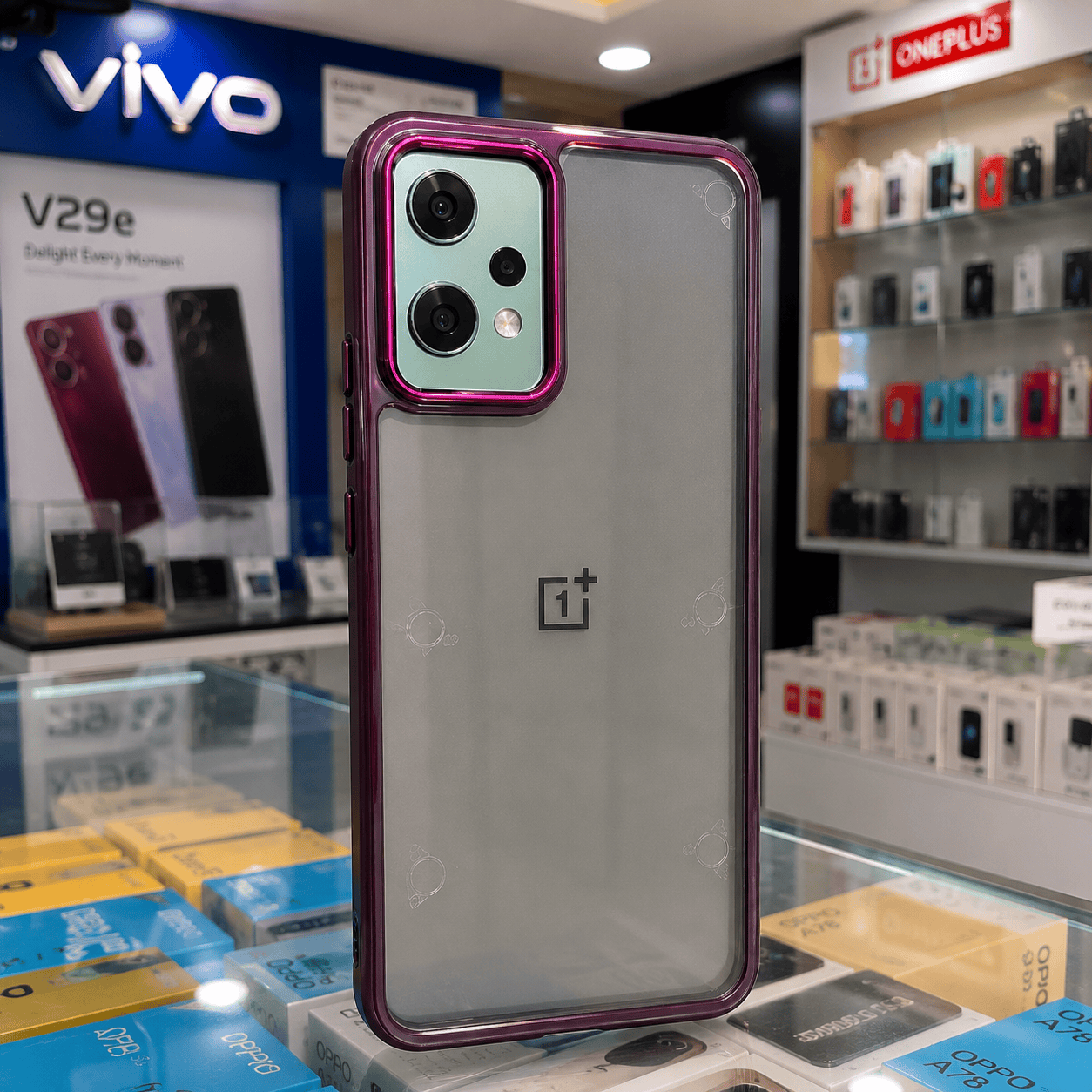 Transparent Design Case For OnePlus Nord CE 2 Lite 5G Electroplating Camera Phone Cover Maroon Onezeros.in