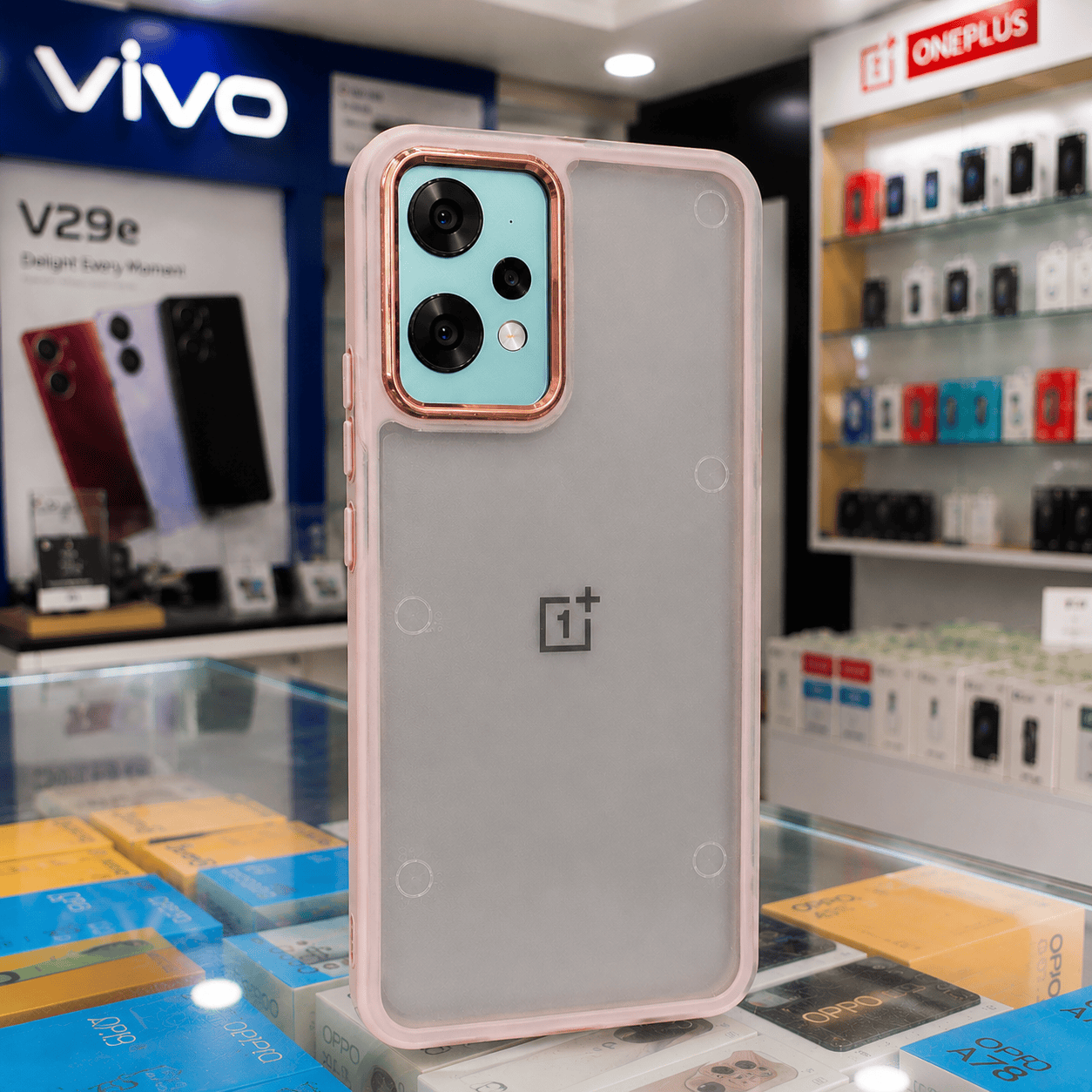 Transparent Design Case For OnePlus Nord CE 2 Lite 5G Electroplating Camera Phone Cover Pink Onezeros.in