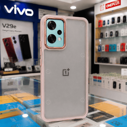 Transparent Design Case For OnePlus Nord CE 2 Lite 5G Electroplating Camera Phone Cover Pink Onezeros.in