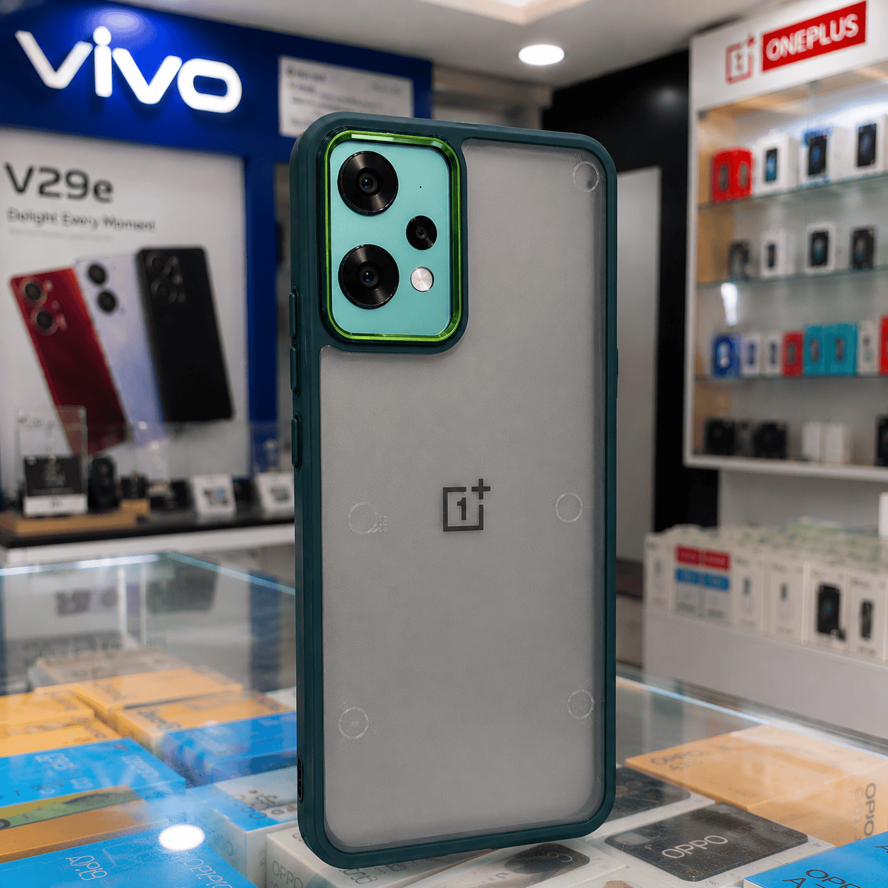 Transparent Design Case For OnePlus Nord CE 2 Lite 5G Electroplating Camera Phone Cover Green Onezeros.in