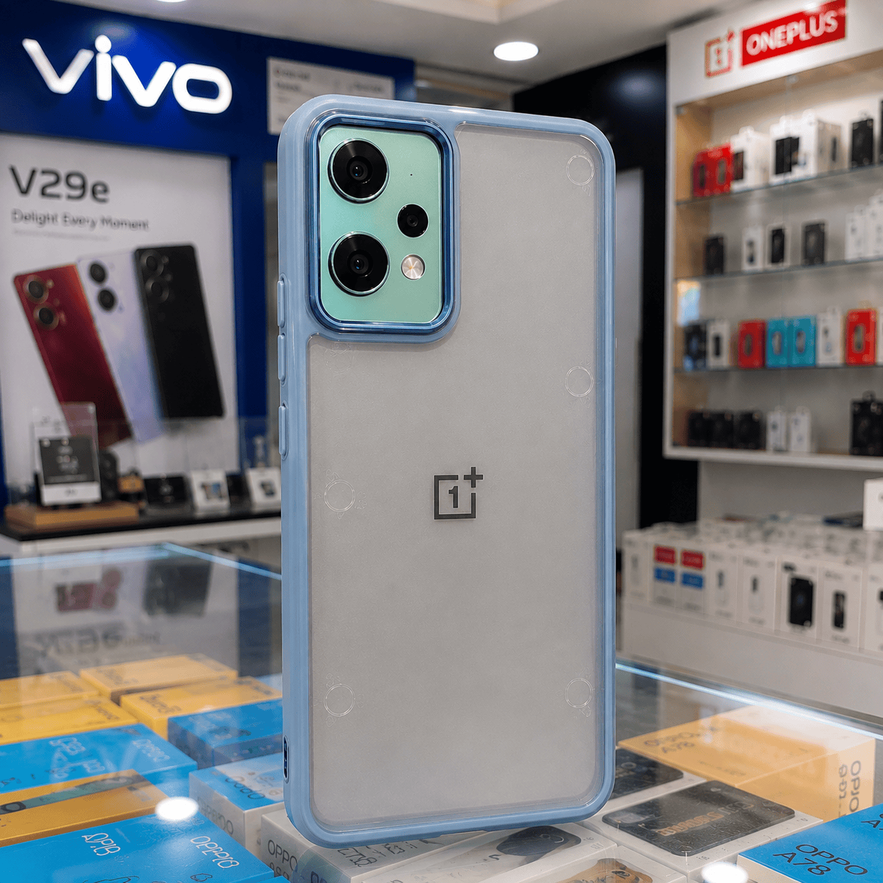Transparent Design Case For OnePlus Nord CE 2 Lite 5G Electroplating Camera Phone Cover Cyan Onezeros.in