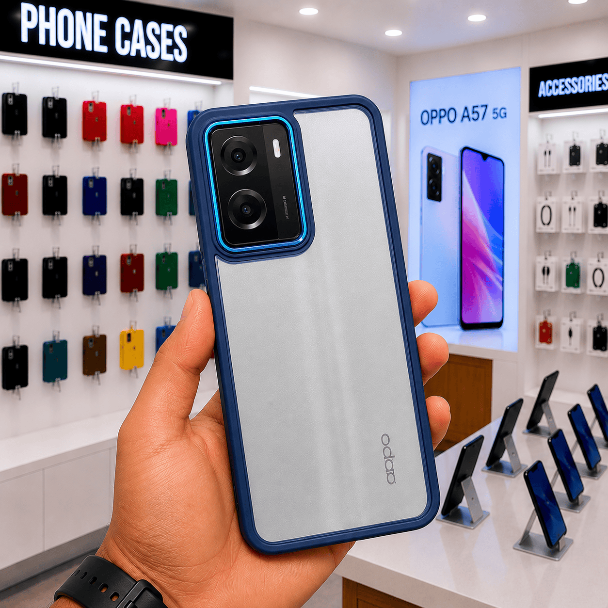 Transparent Design Case For OPPO A57 Electroplating Camera Phone Cover Blue Onezeros.in
