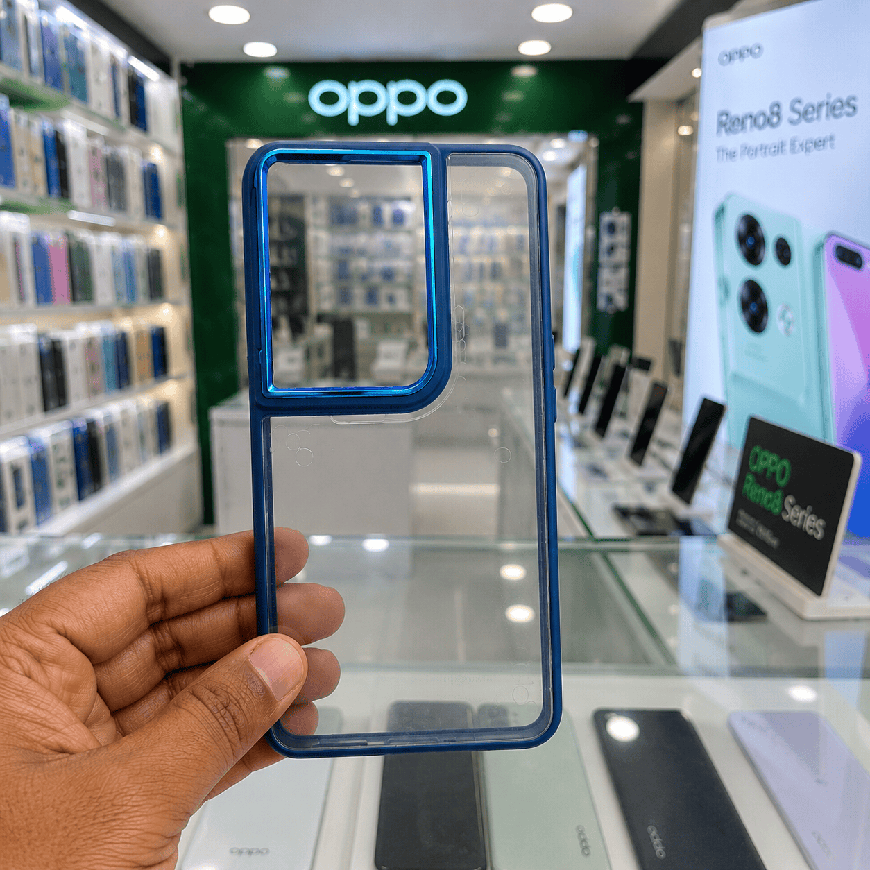 Transparent Design Case For OPPO Reno8 Pro 5G Electroplating Camera Phone Cover Blue Onezeros.in