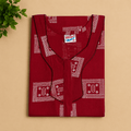 Udhaya Cotton Printed Red Nighty for Women | Soft Breathable Daily Wear Nightgown XXL OneZeros