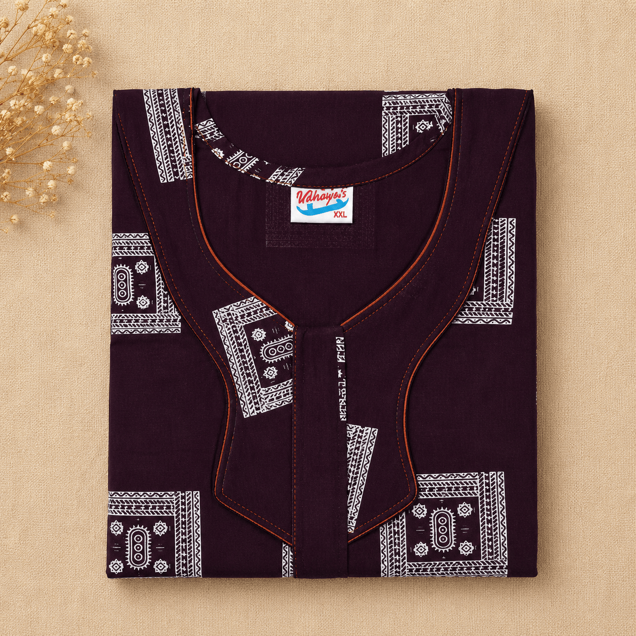 Udhaya Women's 100% Cotton Printed Nighty with Stylish Piping Neckline & Front Pocket XXL OneZeros