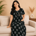 Udhaya Women's 100% Cotton Printed Nighty with Stylish Piping Neckline & One Front Pocket – Dark Green XXL OneZeros