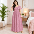 Veni’s Cotton Floral Frock Nighty for Women – Stretchable Elastic Chest Free Size OneZeros