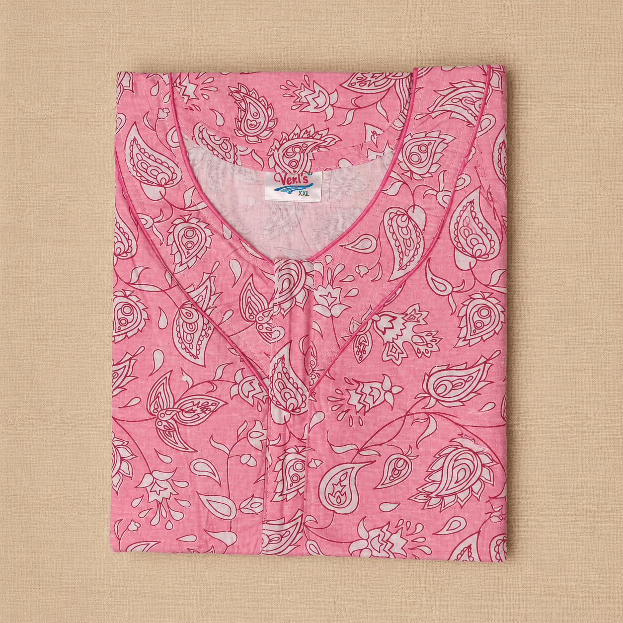 Veni's Cotton Floral Printed Pink Nighty for Women – Soft & Breathable Daily Wear Nightgown XXL OneZeros