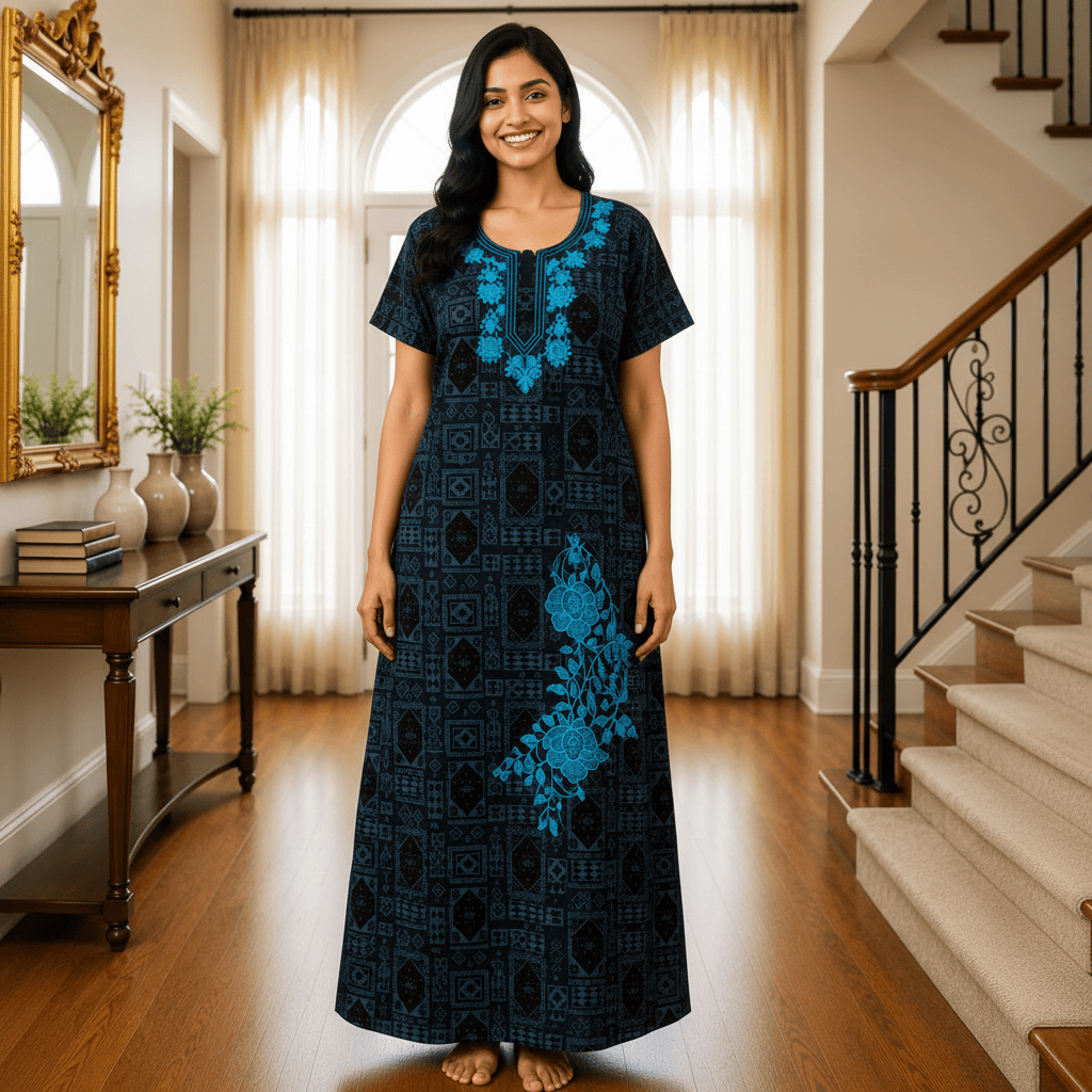 Veni's Rayon Floral Embroidered Nighty for Women – Soft & Comfortable Daily Wear XXL OneZeros