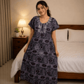 Veni's Rayon Printed Nighty with Elegant Embroidered Neckline – Soft & Comfortable Women's Night Gown XXL OneZeros