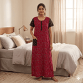 Wine Red with Spray Pattern Nighty Onezeros.in