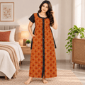 Yoga Cotton Full Open Nighty for Women – Printed Front Open Nightdress XXL OneZeros